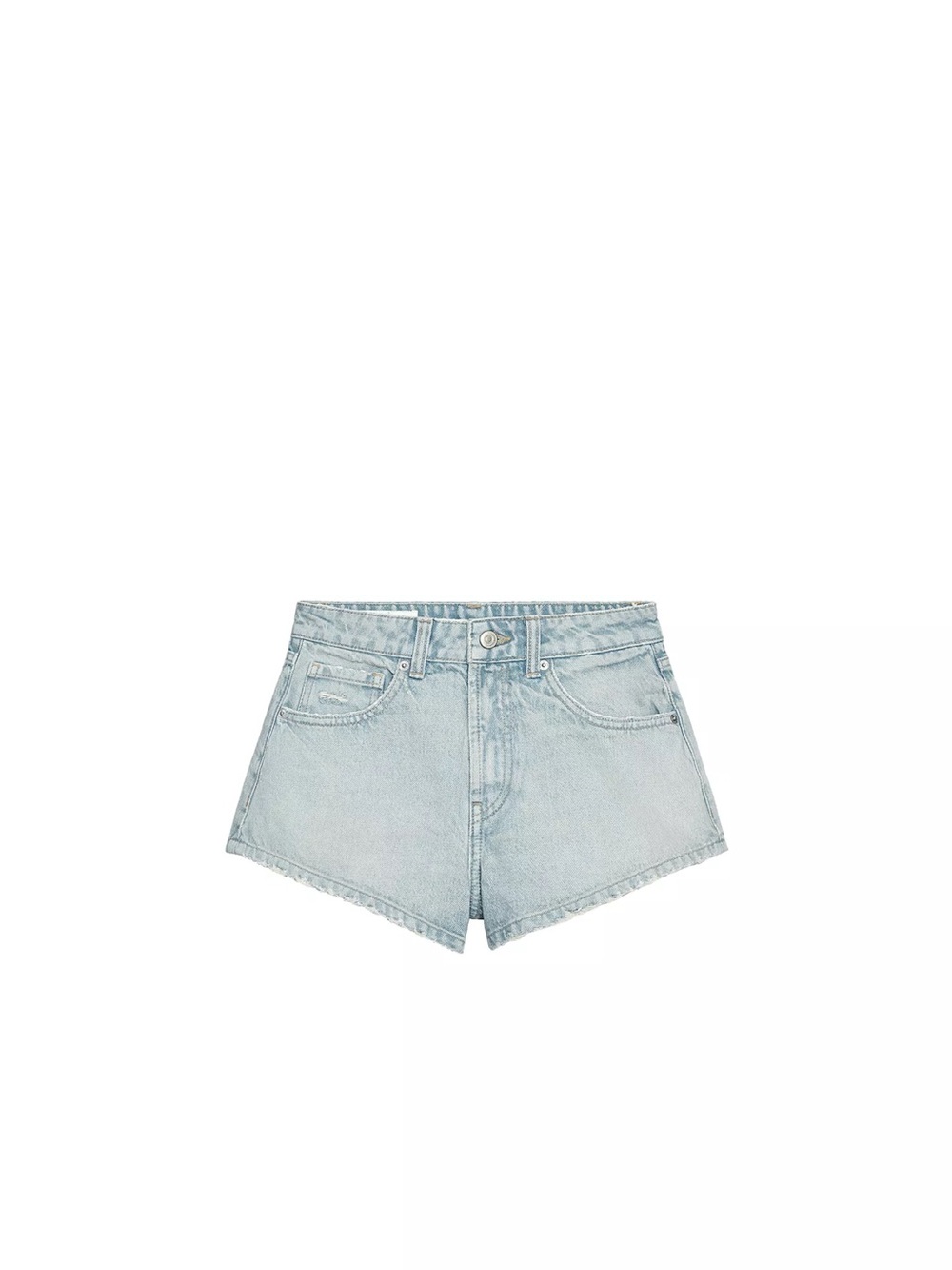 Zara Pale Blue High-Waist Denim Shorts